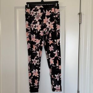 Victoria's Secret Black and Pink Floral Leggings